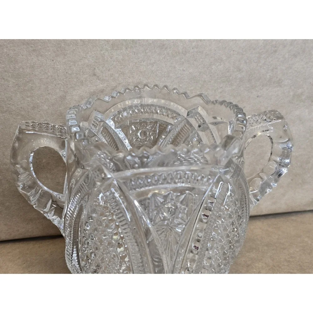 EAPG Two Handle Spooner Open Sugar Bowl Clear Glass‎